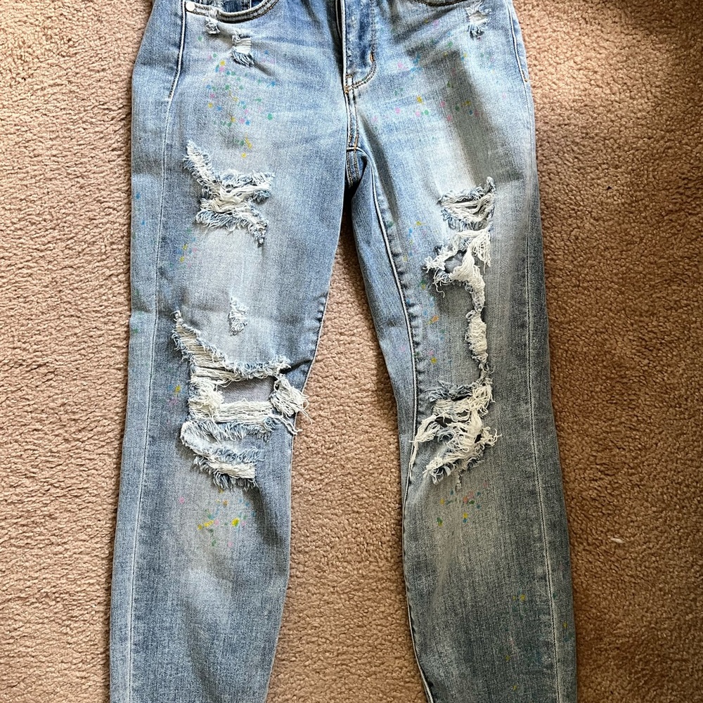 Paint splatter boyfriend jean 28 in inseam